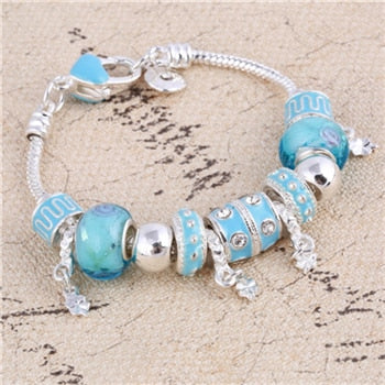 Crystal Charm Silver Bracelet